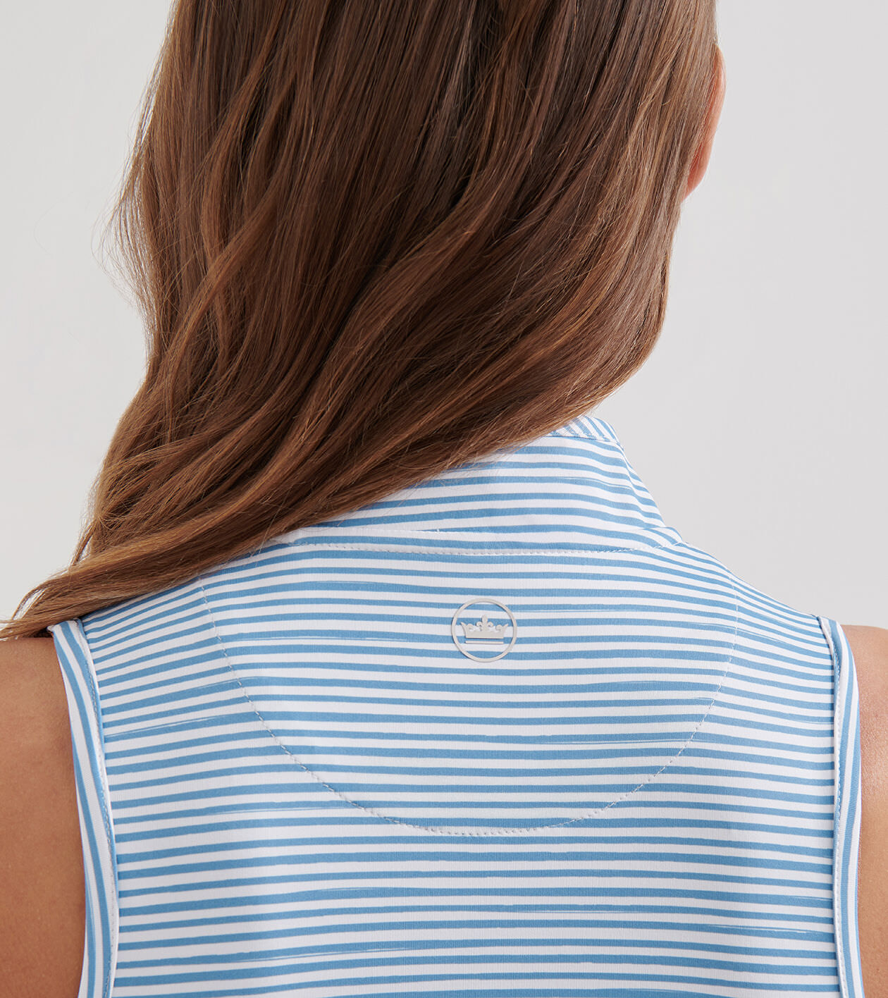 Shirley Bunker Stripes Sleeveless Zip Polo