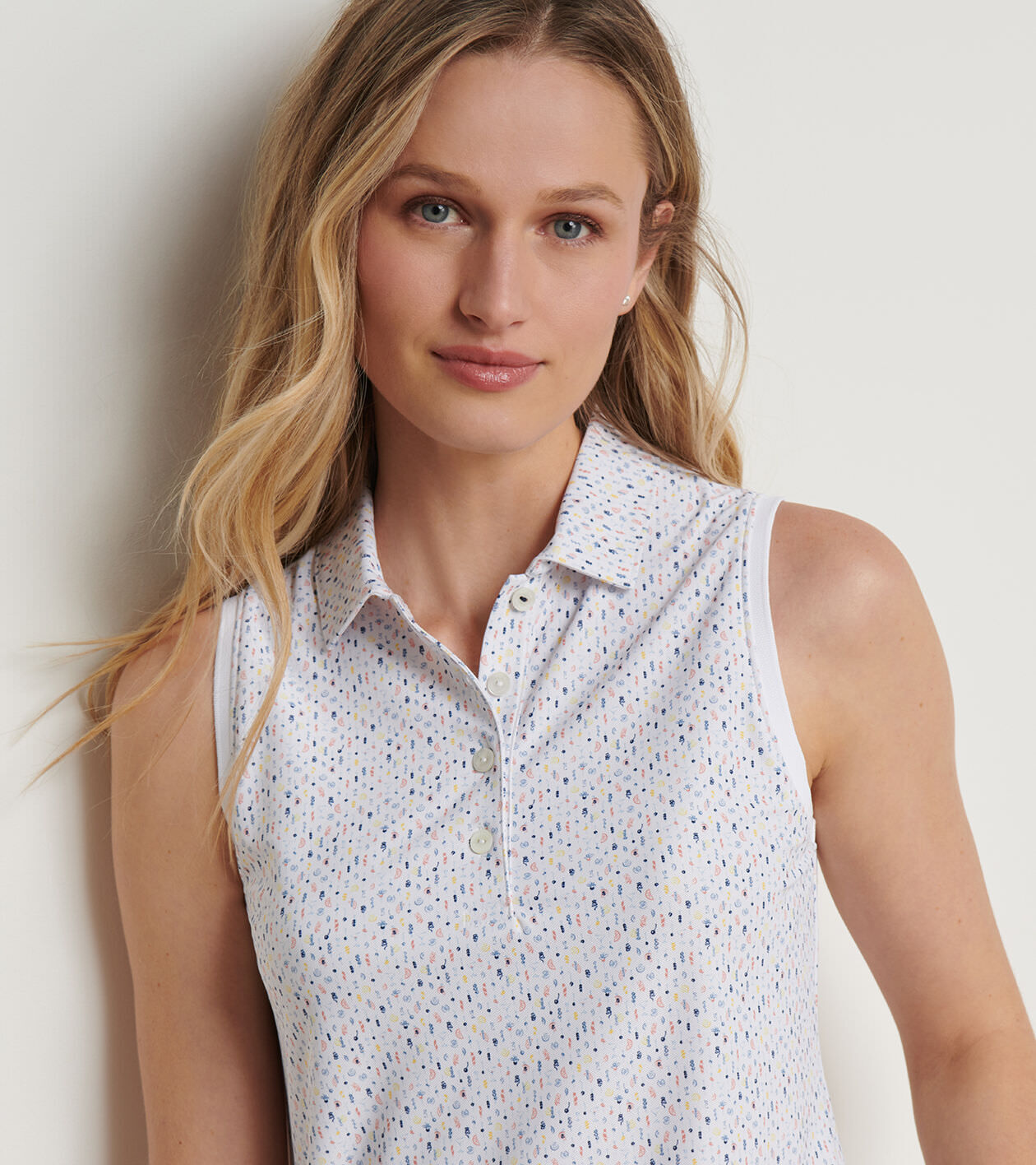 Final Touch Banded Sport Mesh Sleeveless Button Polo