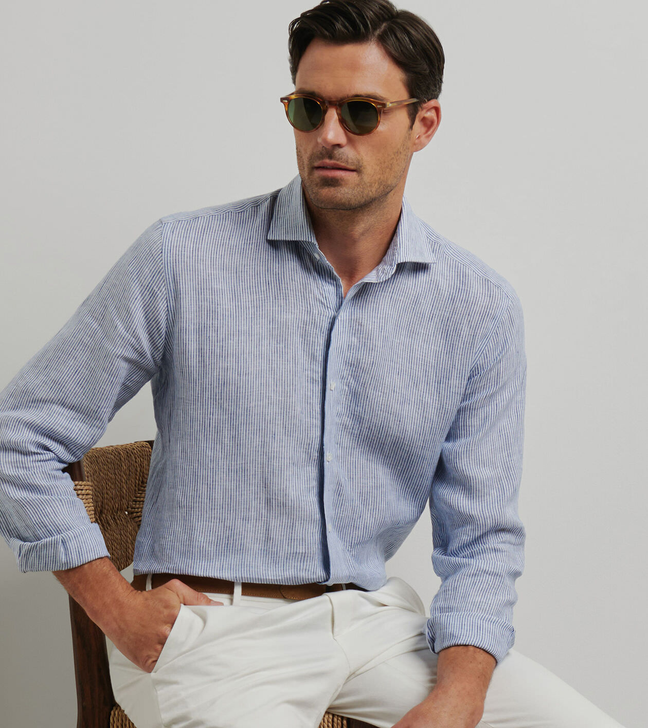 Astino Lino Stripe Sport Shirt