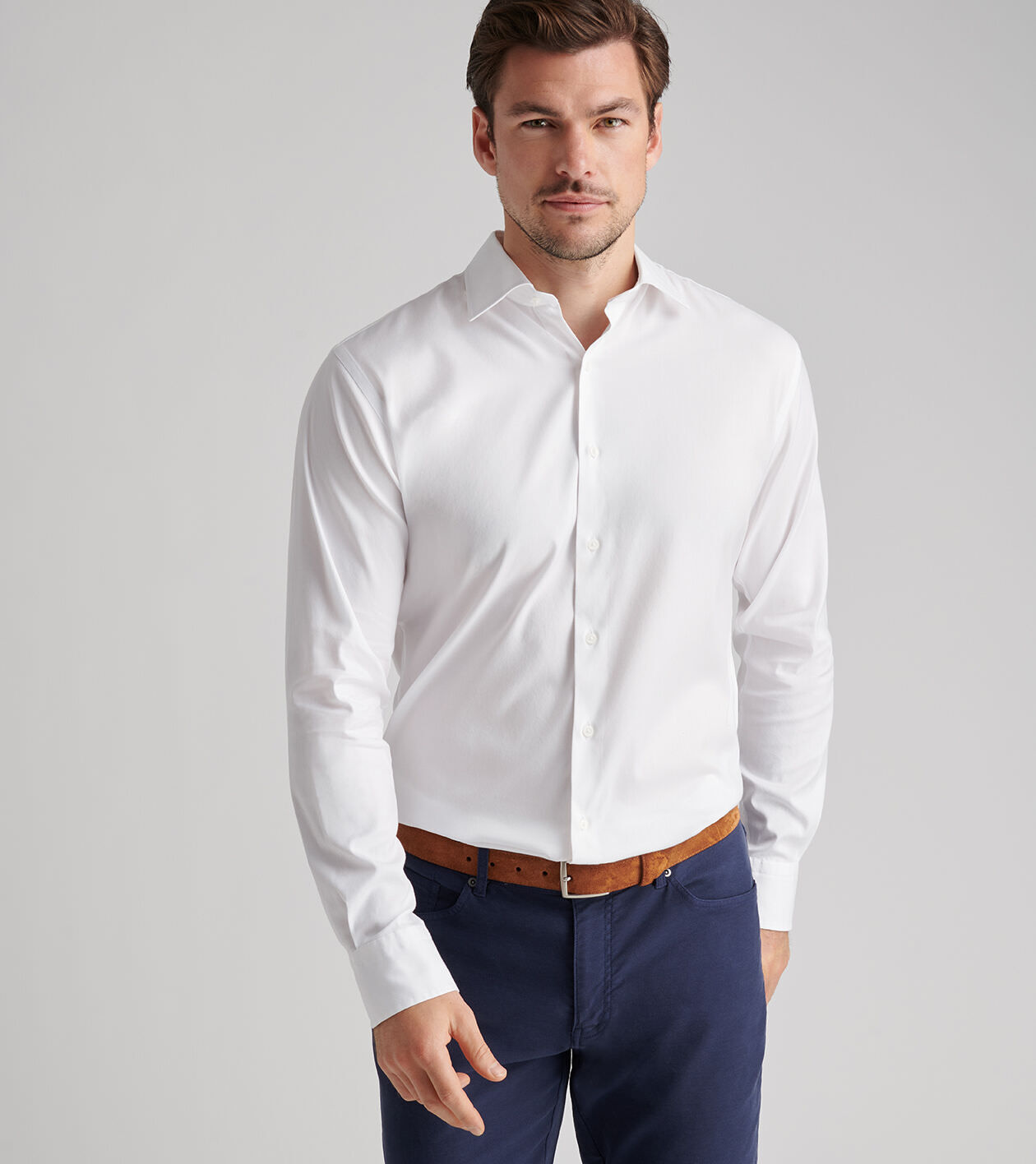 Campbell Perfect Pinpoint Cotton-Stretch Sport Shirt