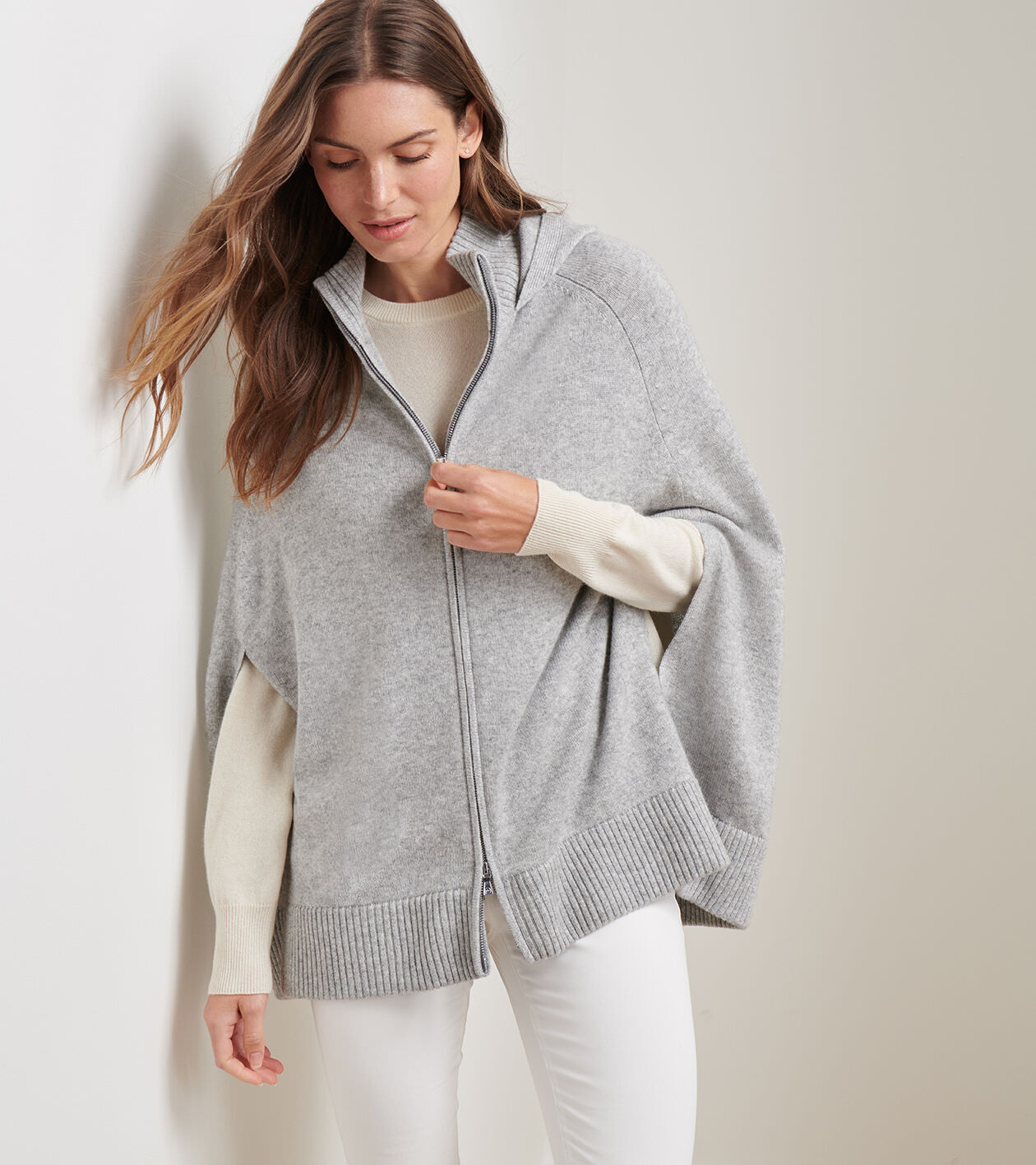 Gwyneth Zip Front Hooded Capelet