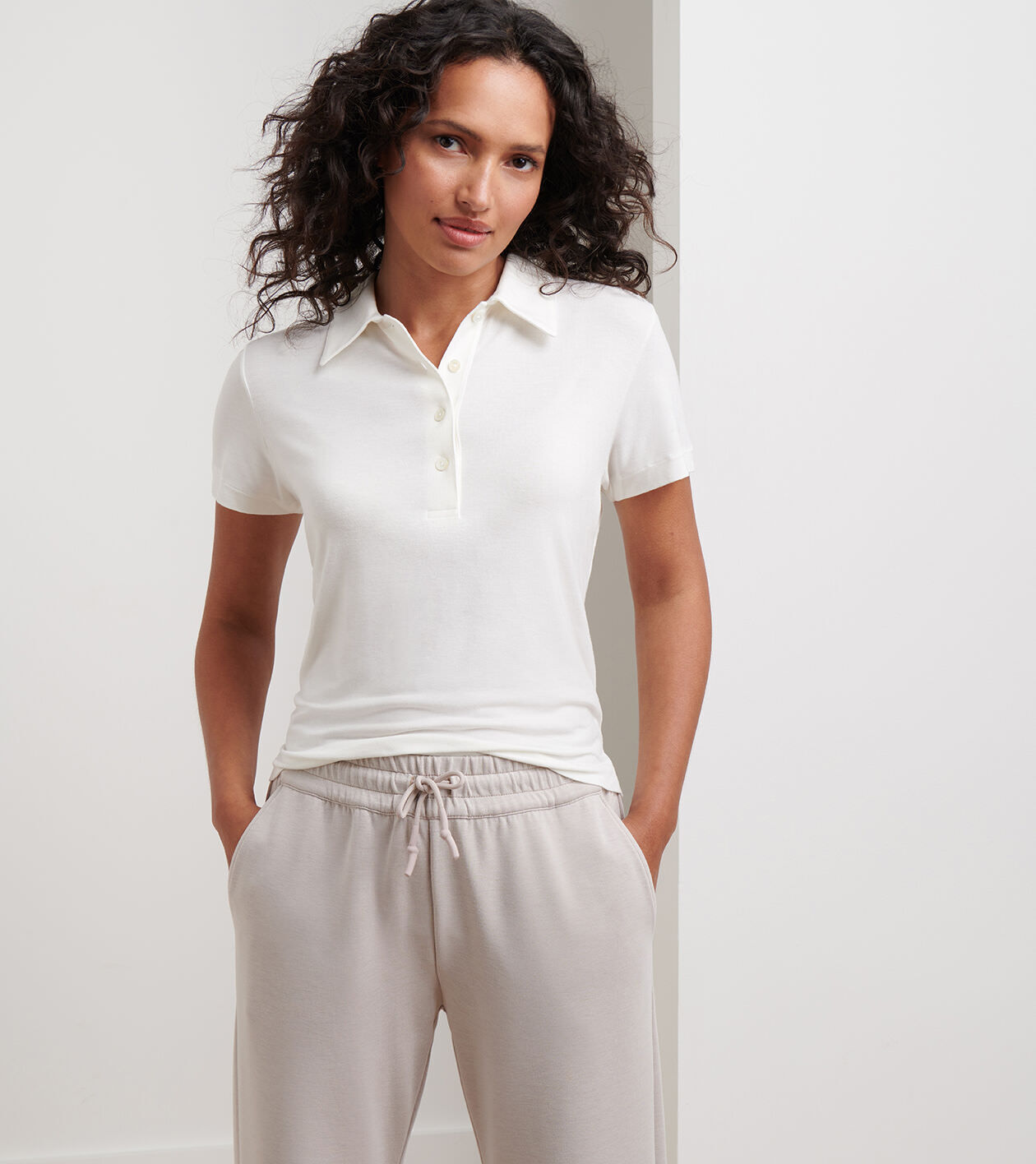 Flora Knit Jersey Collared Short-Sleeve