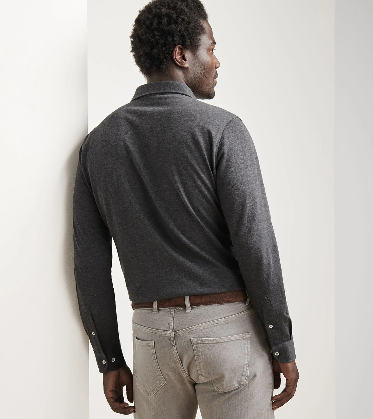 Amble Long-Sleeve Cotton Cashmere Polo