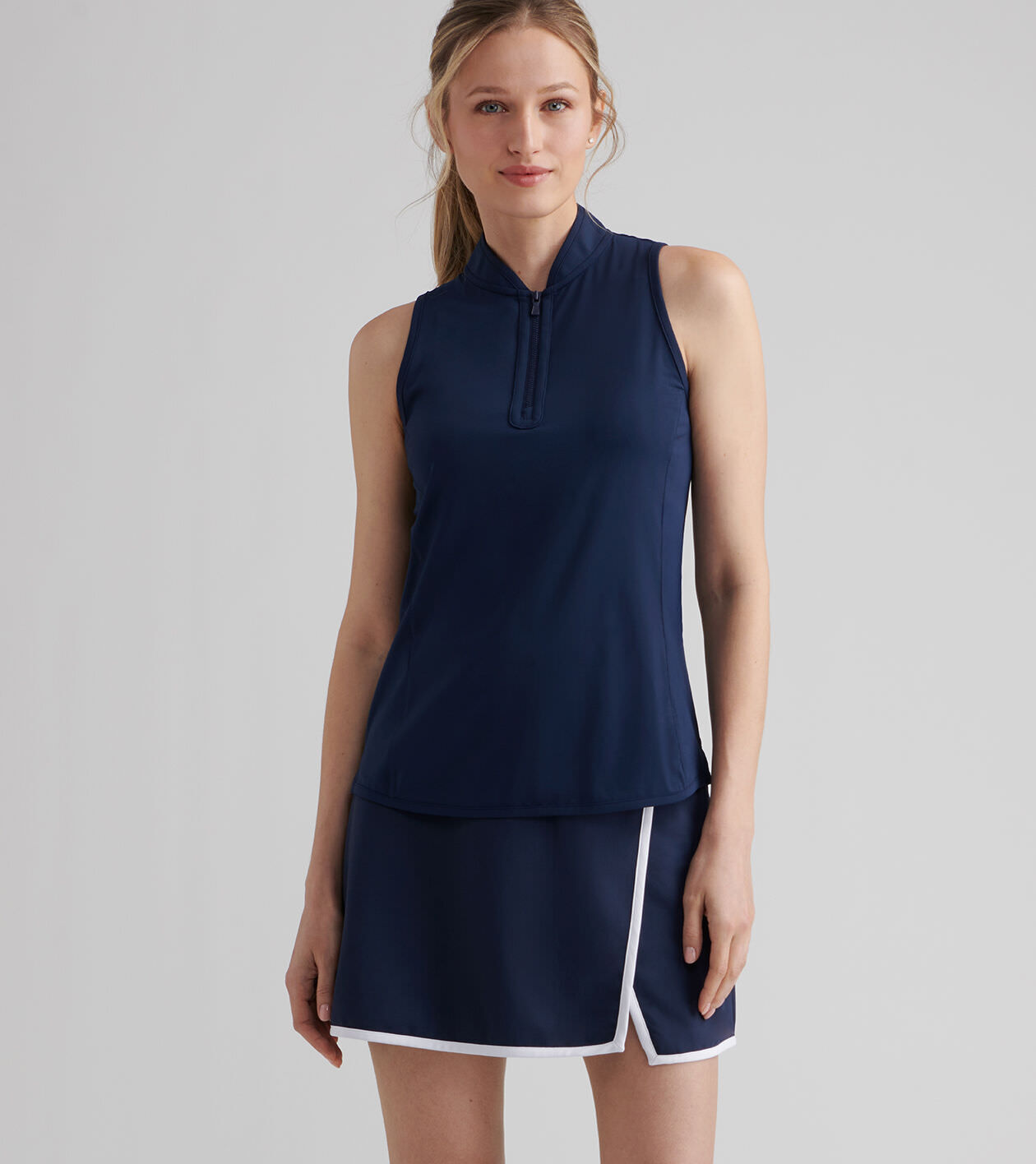 Shirley Sleeveless Zip Polo