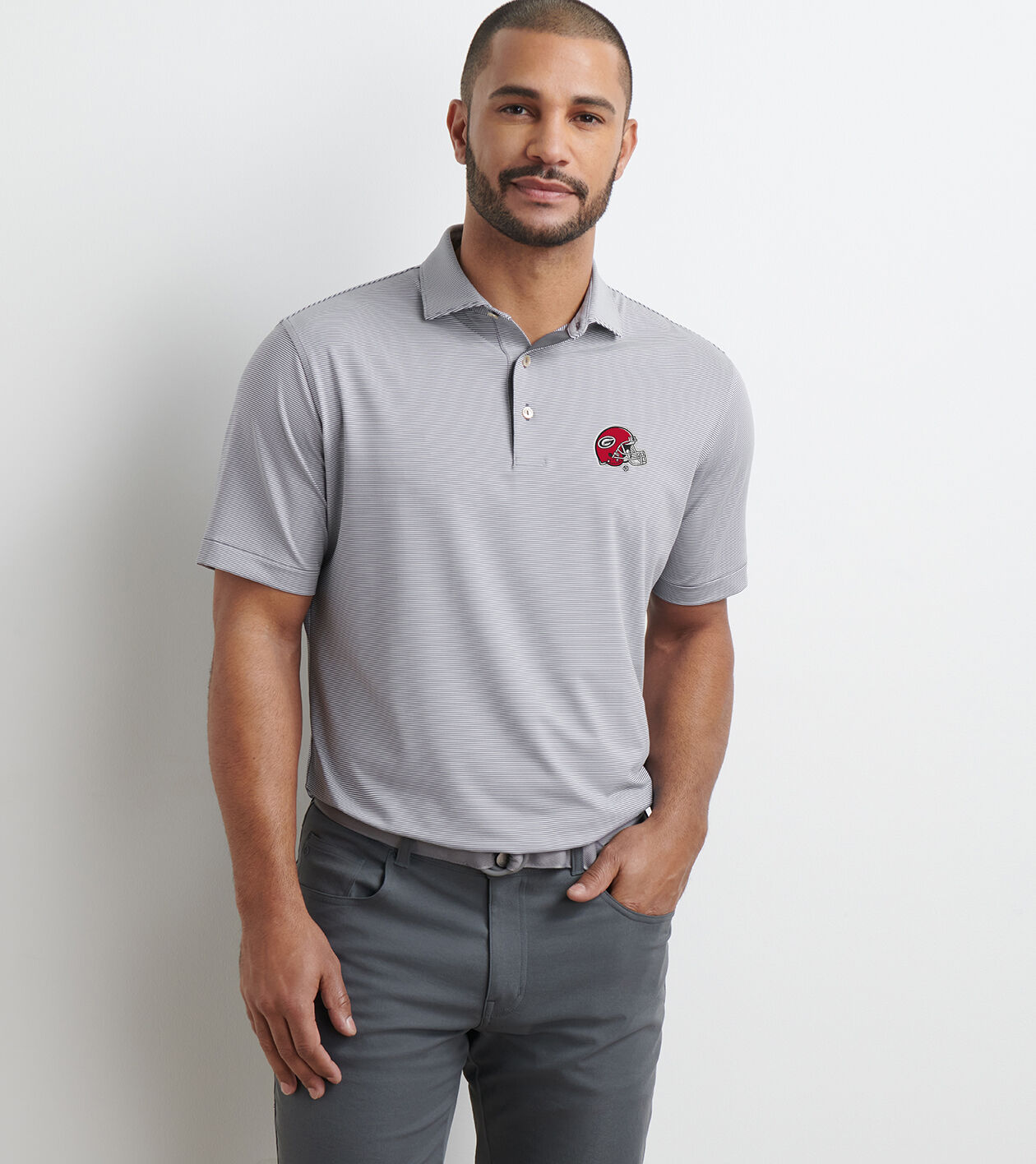 Georgia Helmet Jubilee Stripe Performance Polo