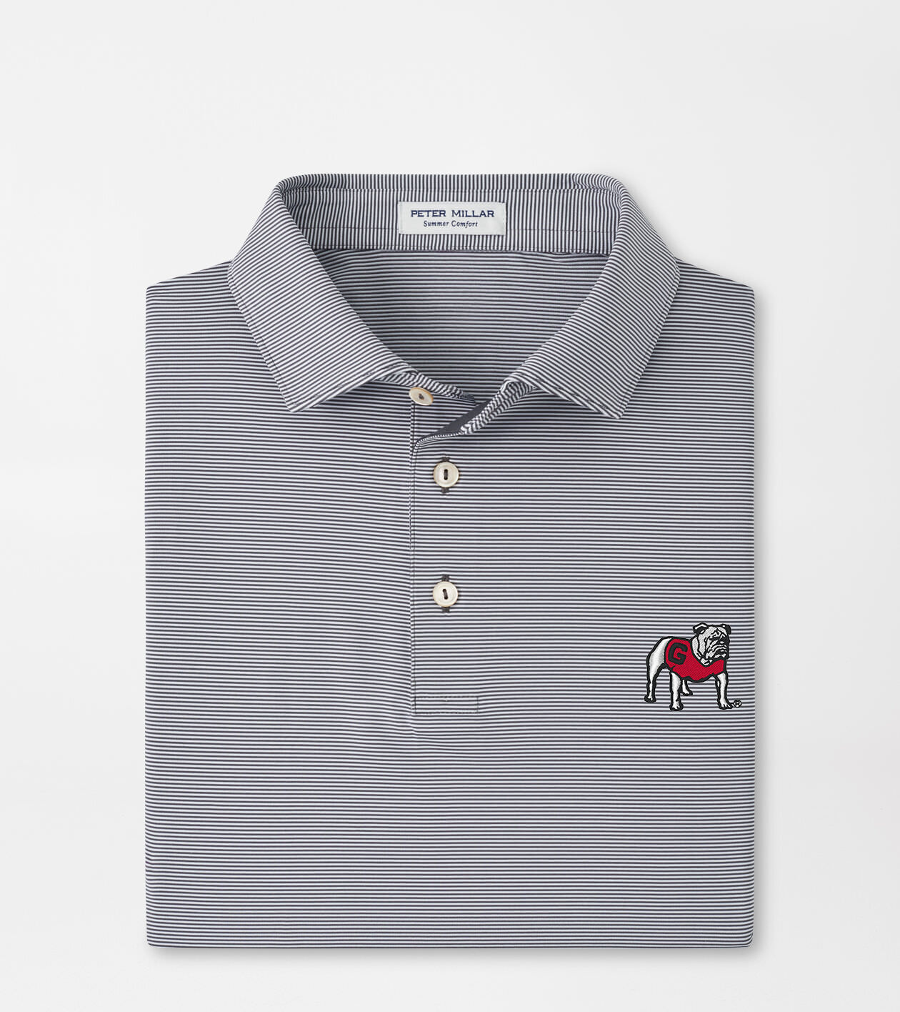 Georgia Standing Bulldog Jubilee Stripe Performance Polo