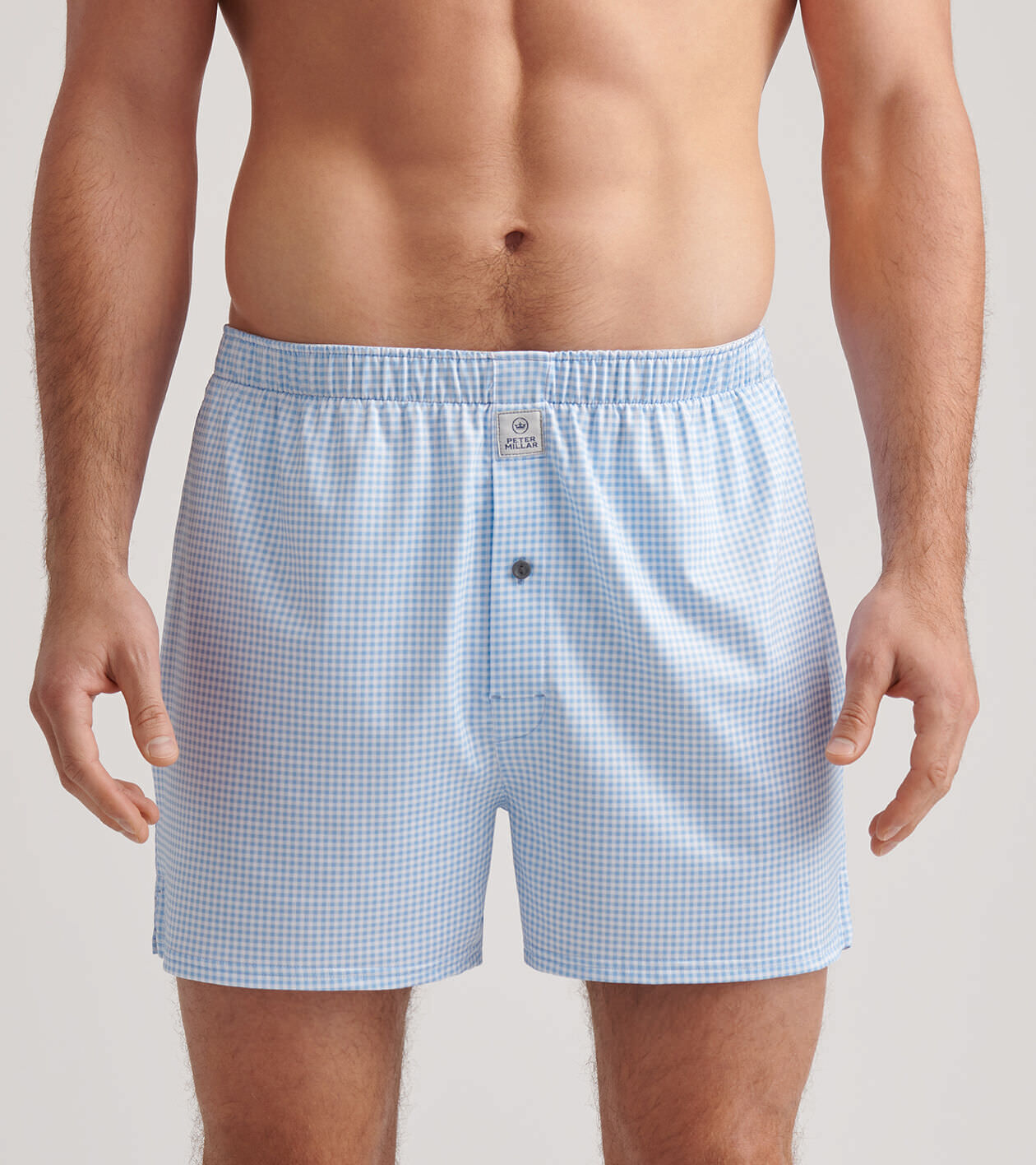 Nebraska Printed Gingham Check Stretch Jersey Boxer